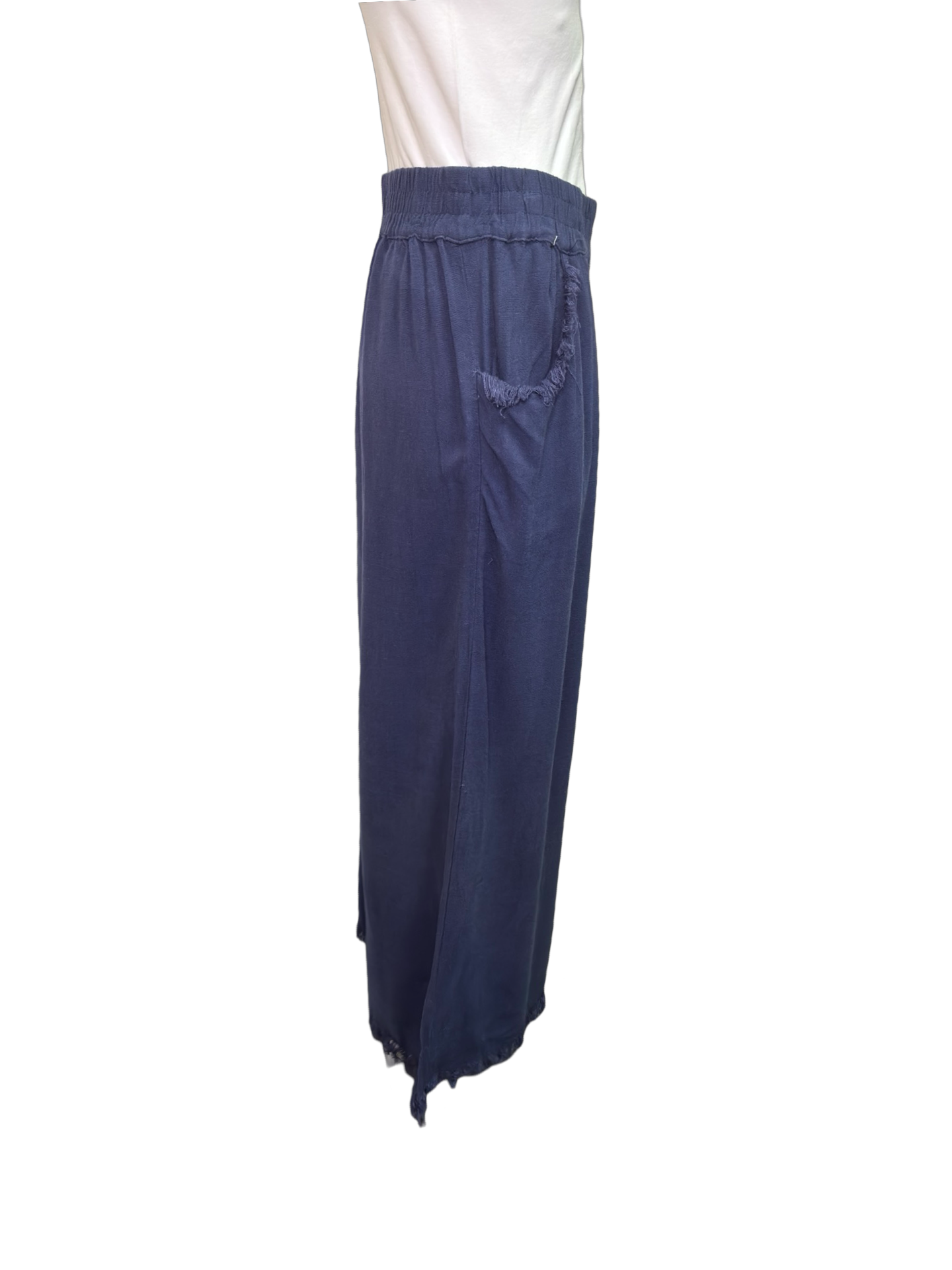 Wide Leg Elastic Waist Pant Navy