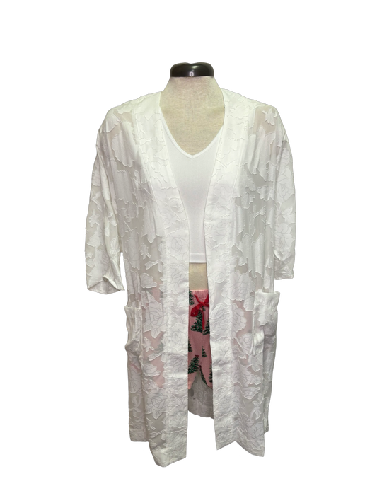 Floral Sheer Robe White