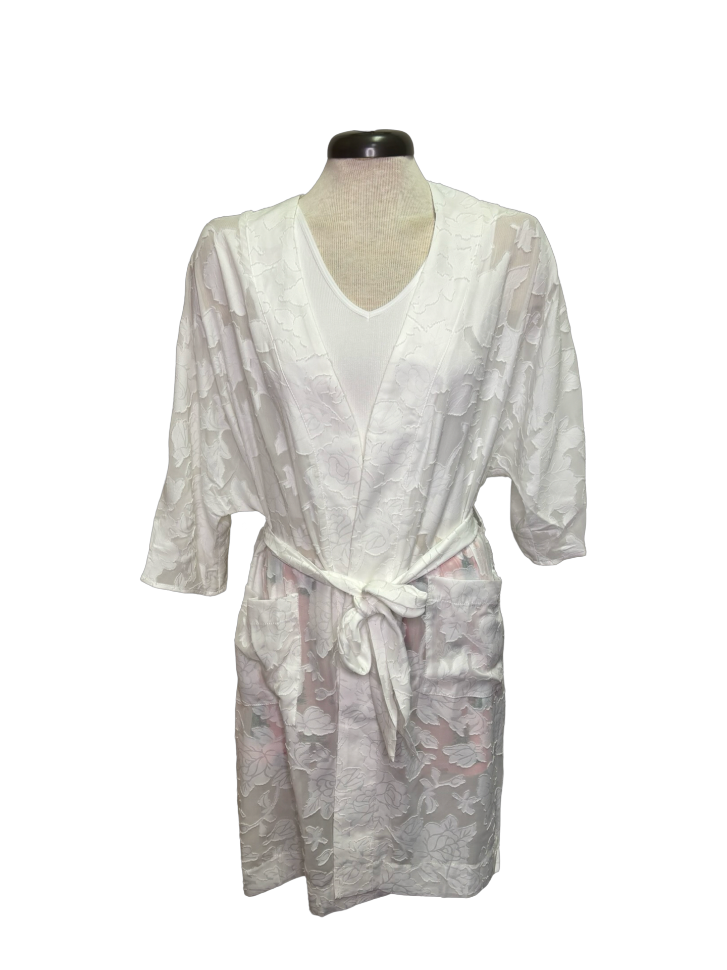 Floral Sheer Robe White