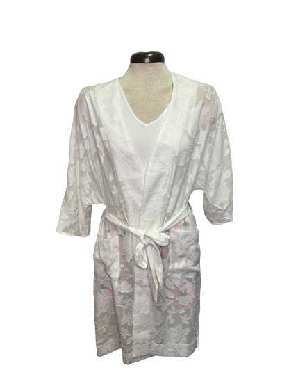 Floral Sheer Robe White