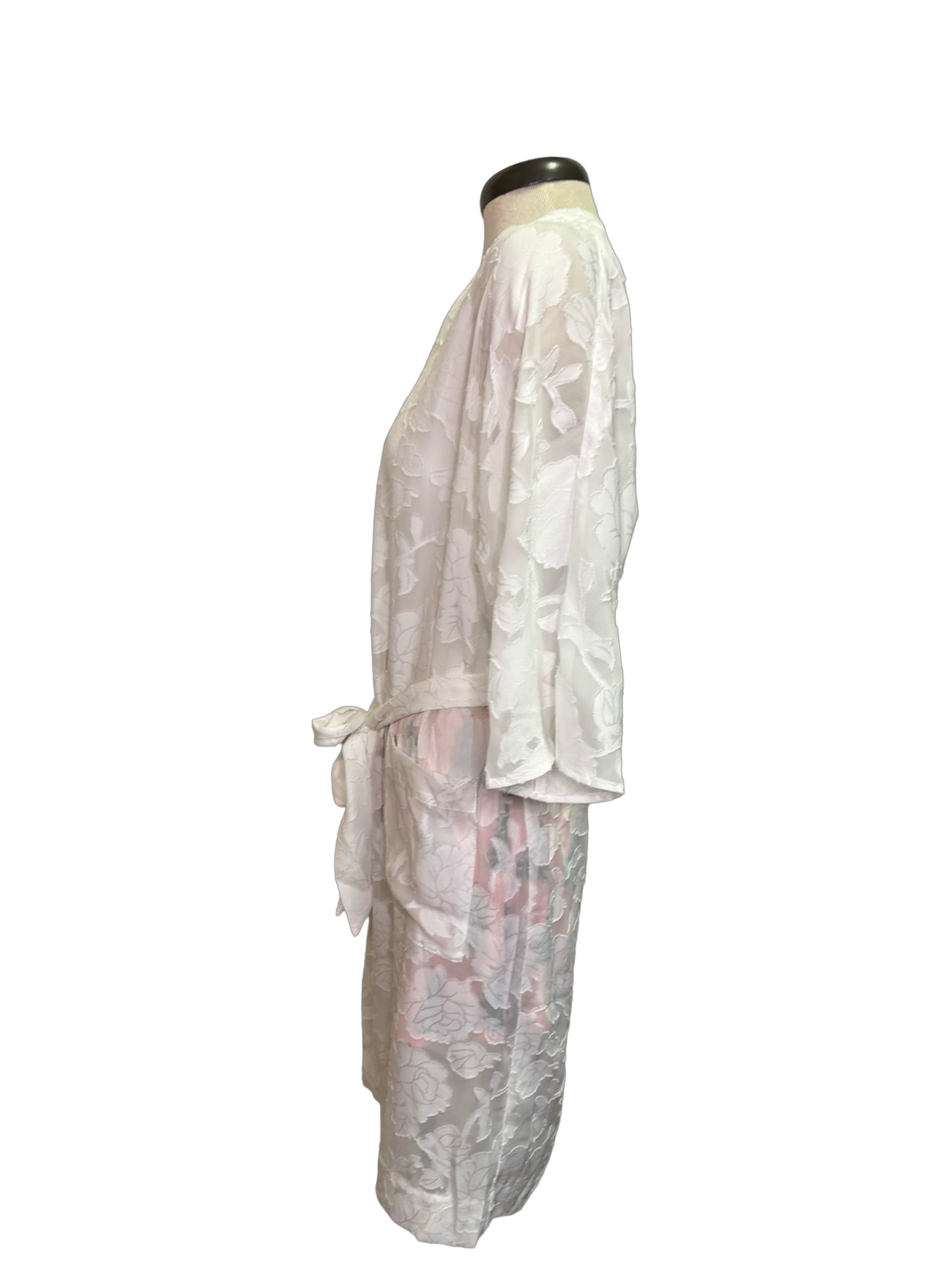 Floral Sheer Robe White