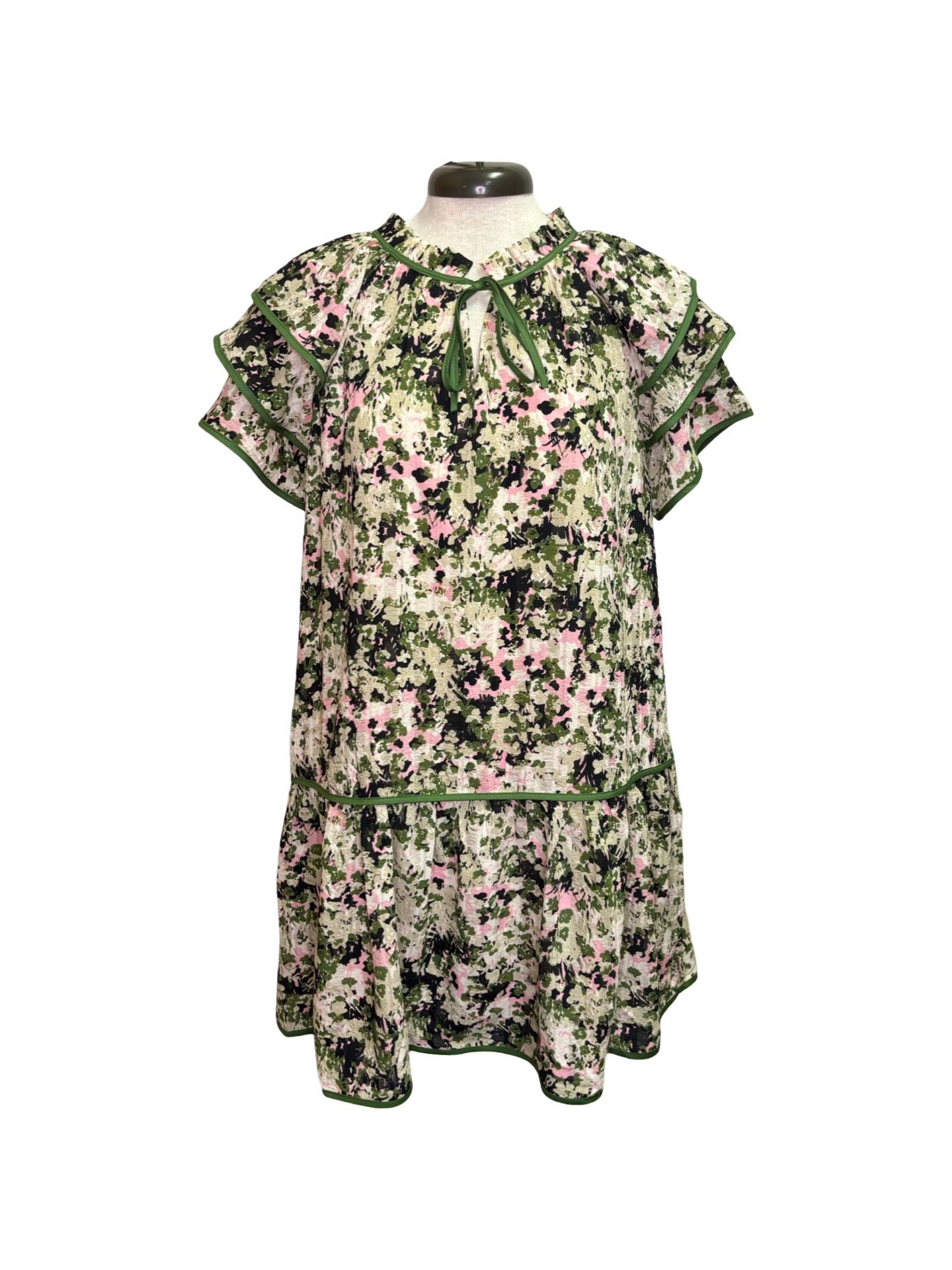 Layered Short Sleeve Floral Dress