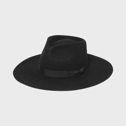 Julian Wool Felt Stiff Brim Fedora Black