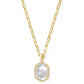 Daphne Pave Frame Short Pendant Necklace Gold Iri Ivory Illusion