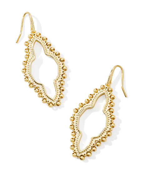 Abbie Beaded Open Frame Earrings Gold