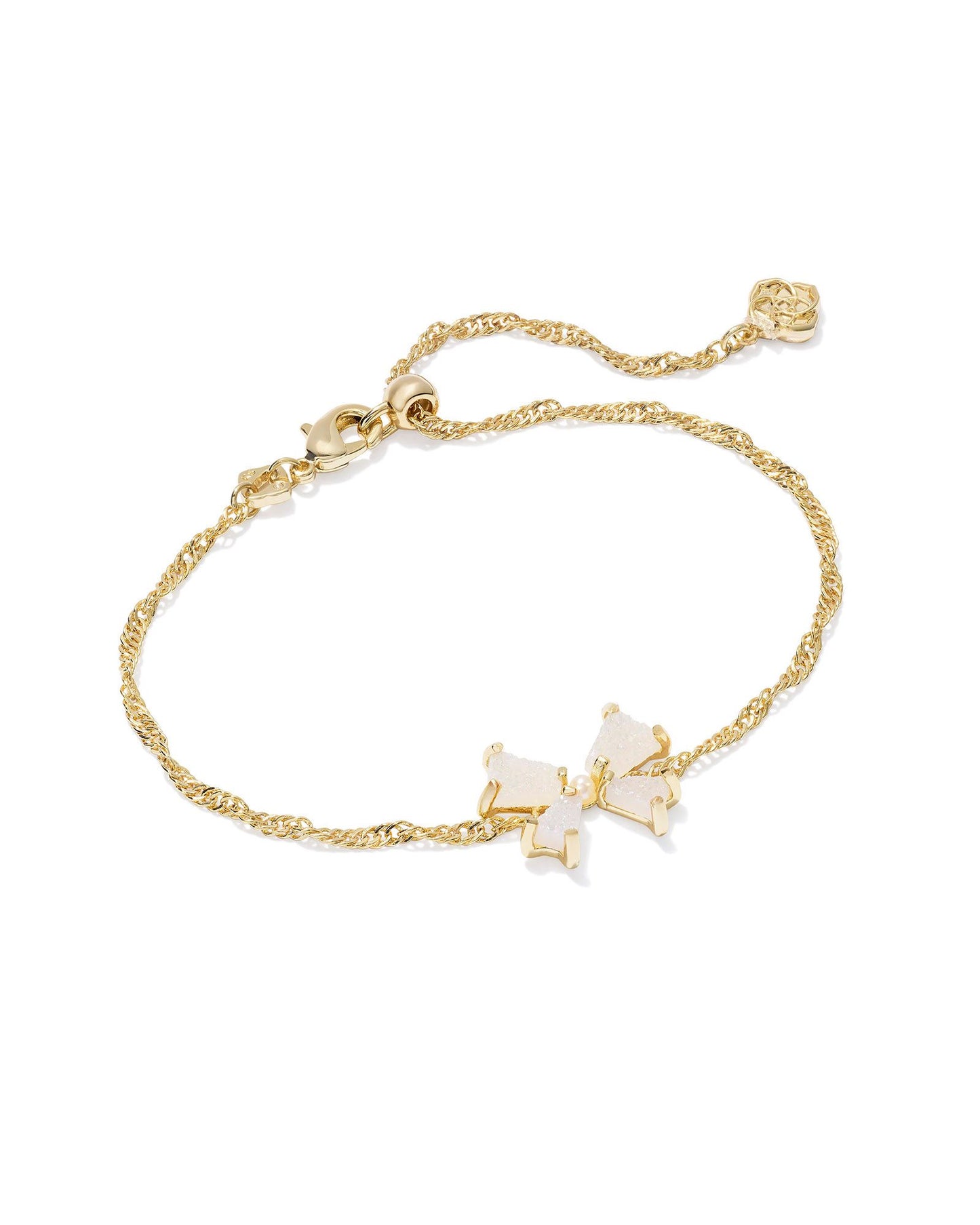 Blair Bow Small Delicate Chain Bracelet Gold Iri Drusy