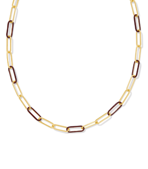 Ainsley Convertible Chain Necklace Gold Burgundy Enamel