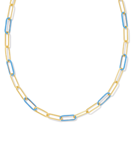 Ainsley Convertible Chain Necklace Gold Lt Blue Enamel