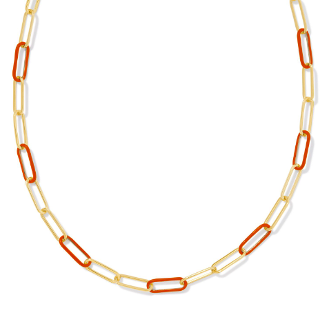 Ainsley Convertible Chain Necklace Gold Orange Enamel