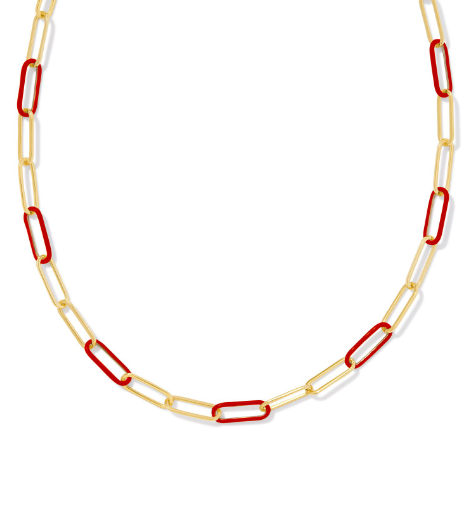 Ainsley Convertible Chain Necklace Gold Red Enamel