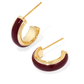 Ainsley Huggie Earrings Gold Burgundy Enamel