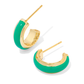 Ainsley Huggie Earrings Gold Green Enamel