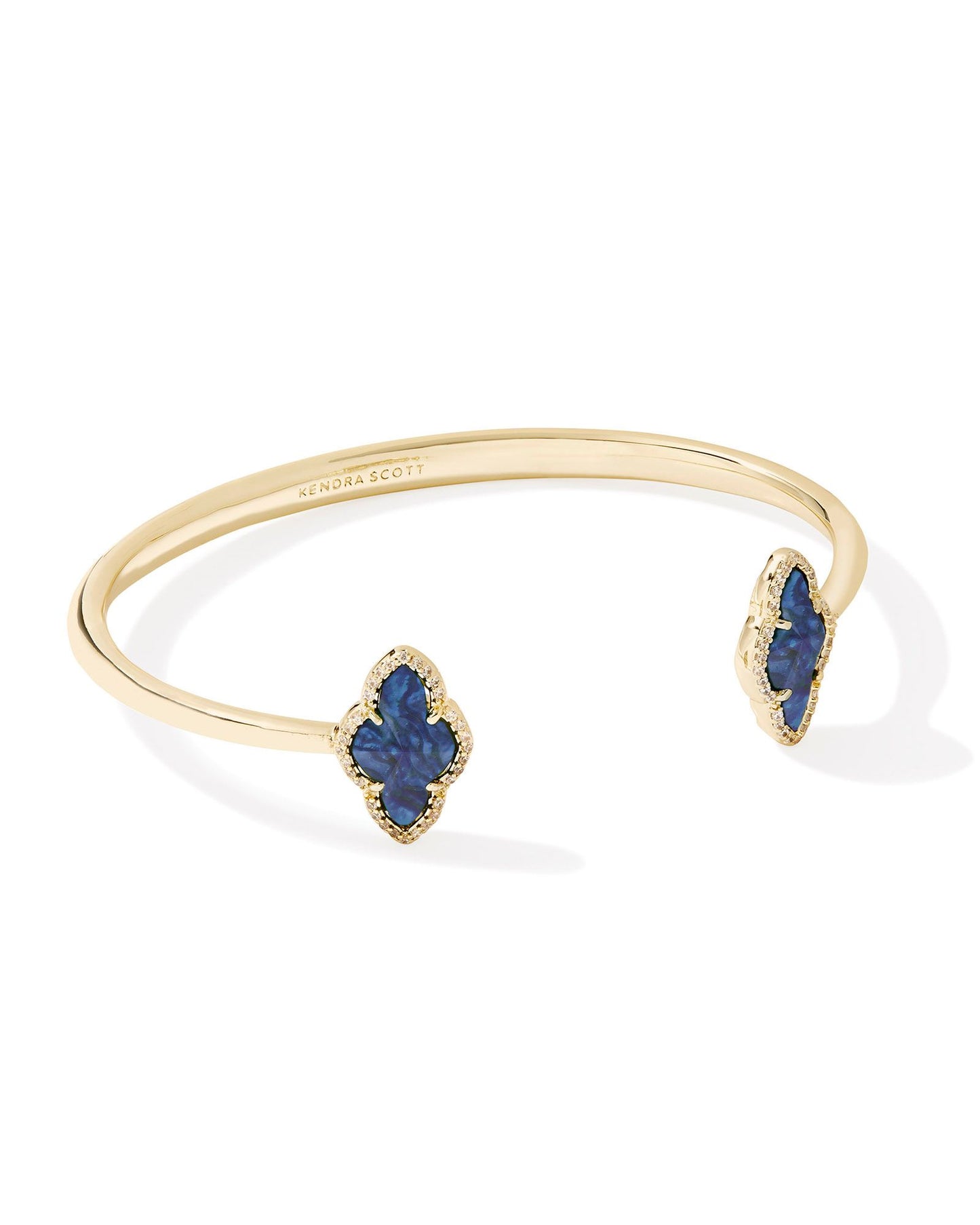 Abbie Pave Frame Cuff Bracelet Gold Navy Abalone