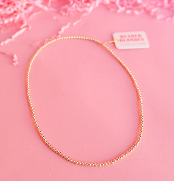 BB Gold 3MM Beaded 16 inch Necklace