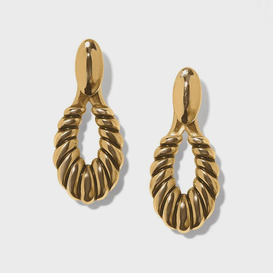 Athena Scalloped Post Drop Earrings Gold