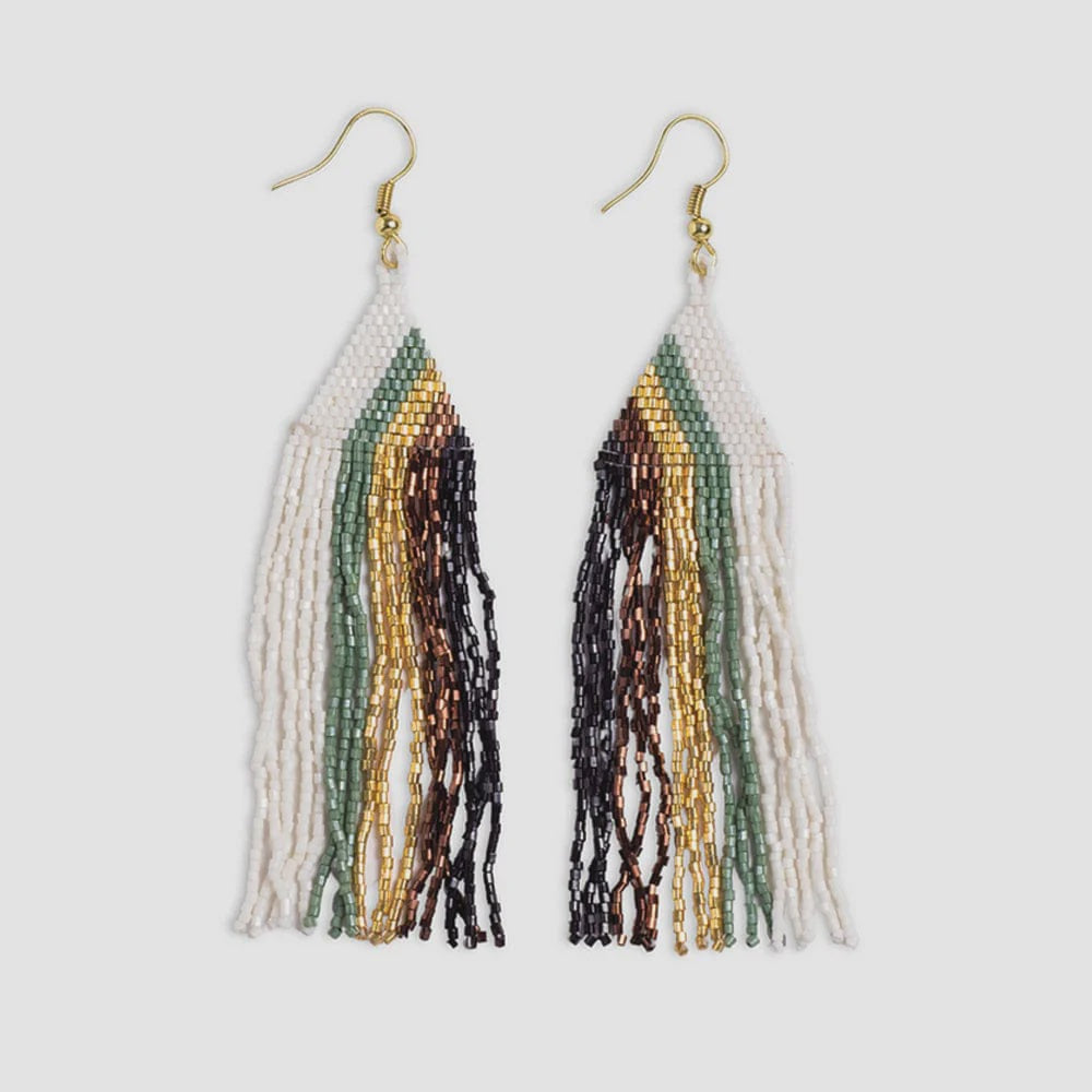 Brittany Waterfall Stripes Beaded Earrings Safari