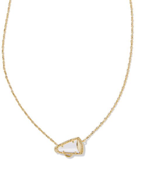 Cheer Short Pendant Necklace Gold White MOP