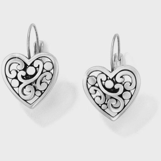 Contempo Heart Leverback Earrings Silver