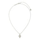 Pearl Cross Short Pendant Necklace Silver White Pearl