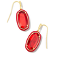 Dani Enamel Framed Drop Earrings Gold Red Illusion