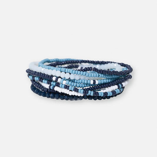 Game Day Navy/Light Blue 10 strand Stretch Bracelets