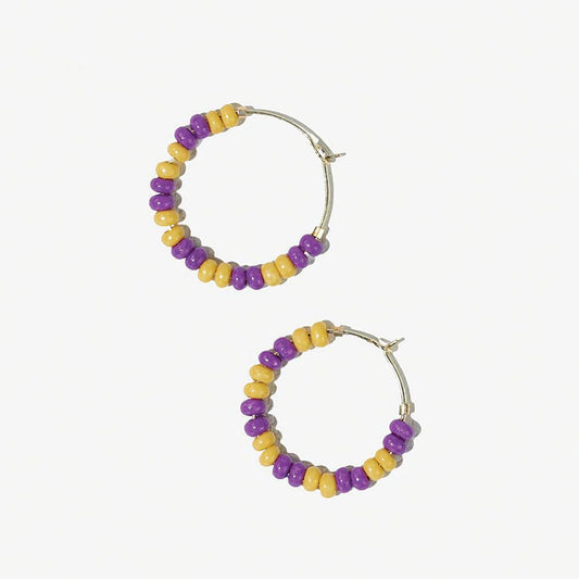 Victoria Hoop Earrings Yellow+Purple