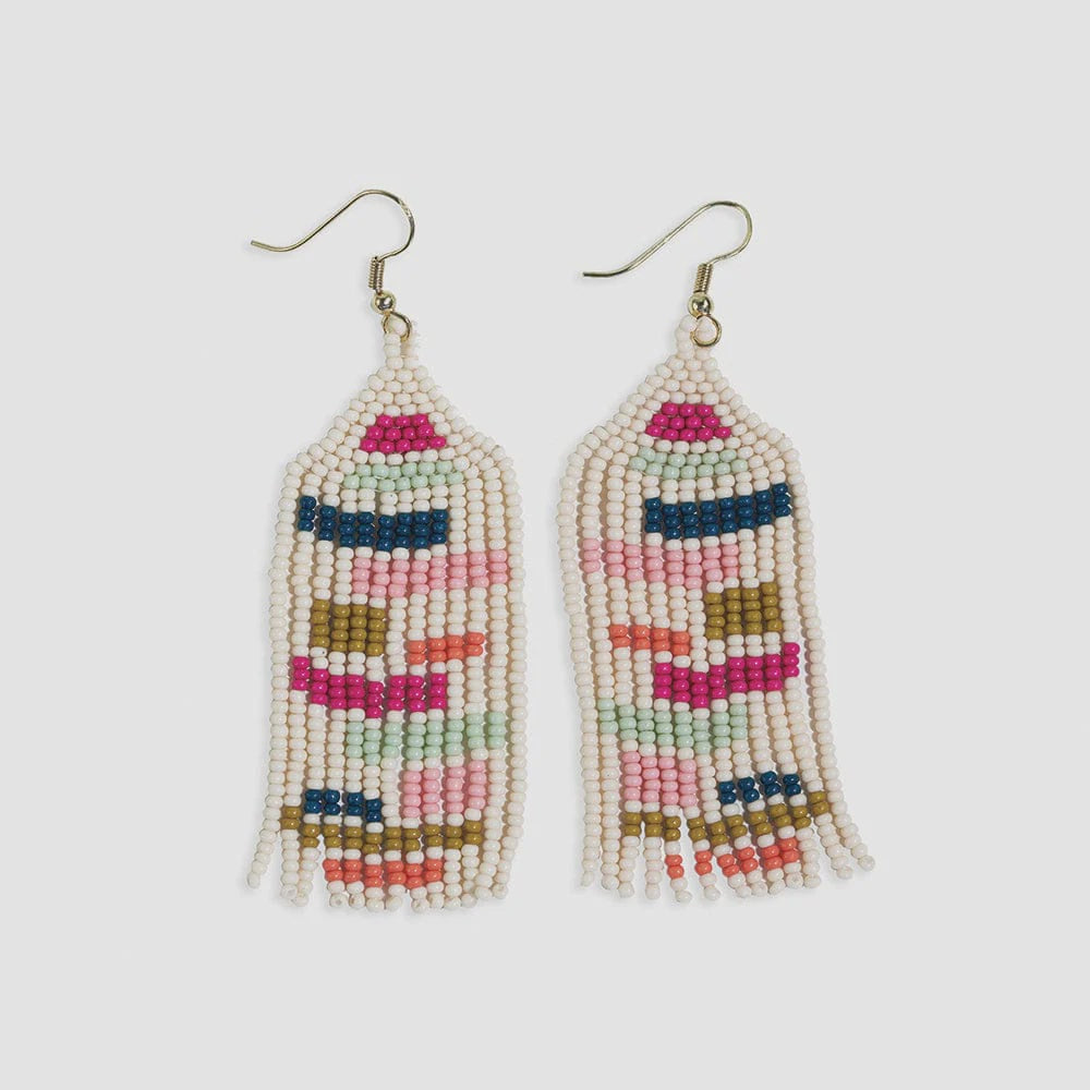 Dolly Color Blocks Fringe Earrings Rainbow