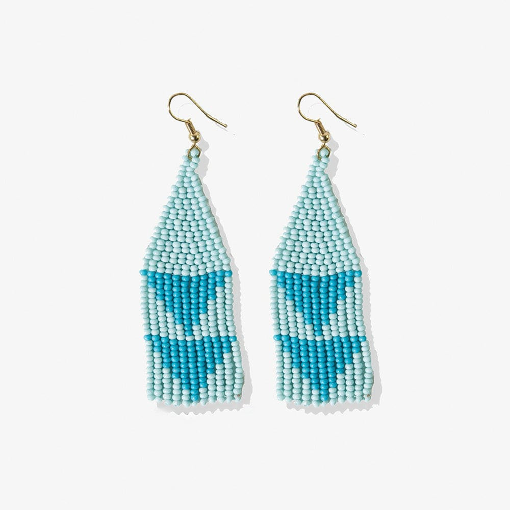 Lennon Triangles Fringe Earrings Light Blue