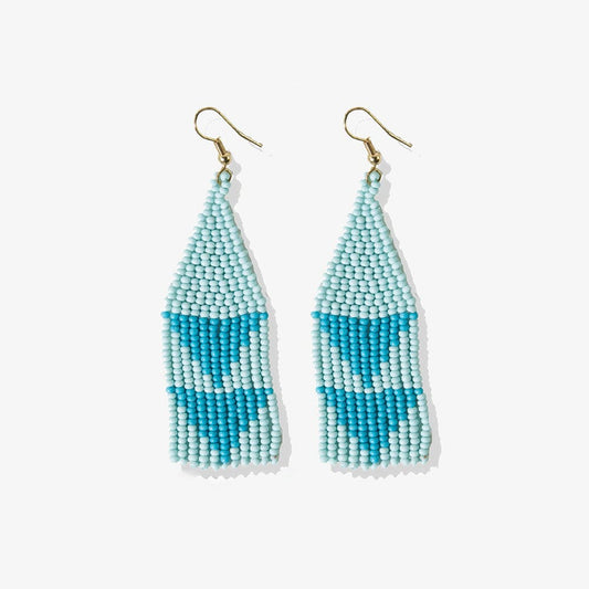 Lennon Triangles Fringe Earrings Light Blue