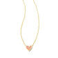 Framed Ari Heart Short Pendant Necklace Gold Light Pink Drusy