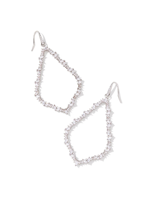 Sophee Crystal Open Frame Earrings Silver White Crystal