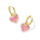 Ari Heart Enamel Frame Huggie Earrings Gold Pink Iri Glitter GLass