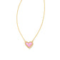 Ari Heart Short Pendant Gold Bubblegum Pink Opal