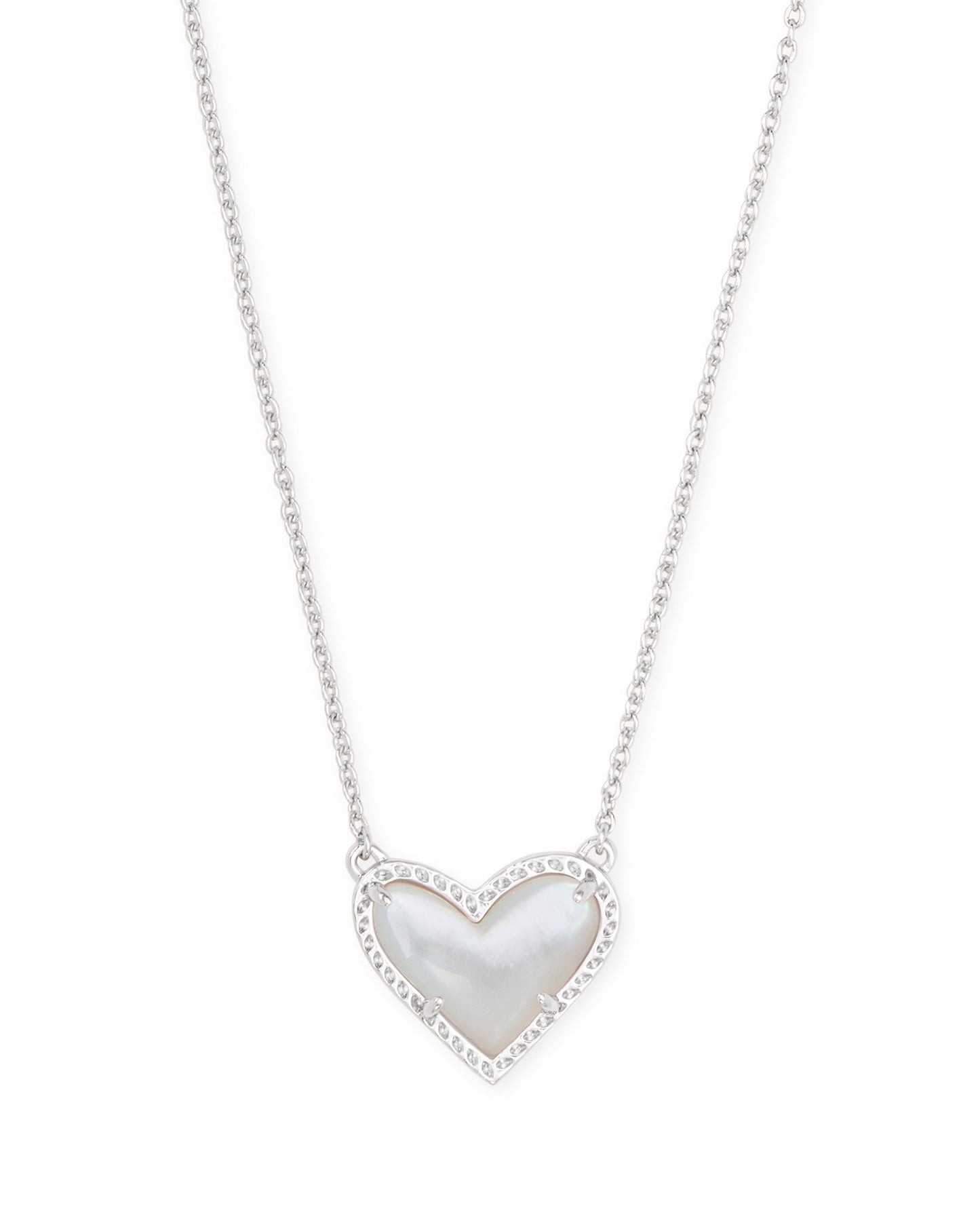 Ari Heart Short Pendant Silver Ivory MOP