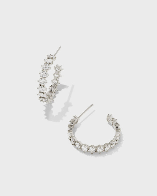 Cailin Crystal Hoop Earrings Rhodium White CZ