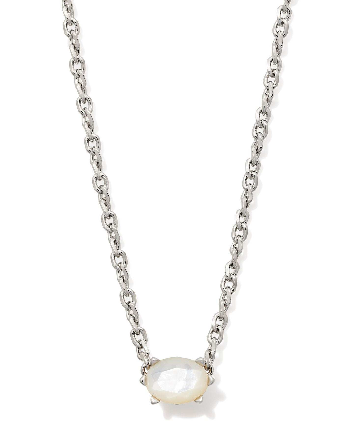 Cailin Crystal Pendant Necklace Silver Ivory MOP