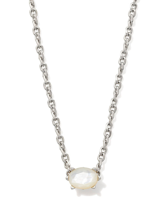 Cailin Crystal Pendant Necklace Silver Ivory MOP