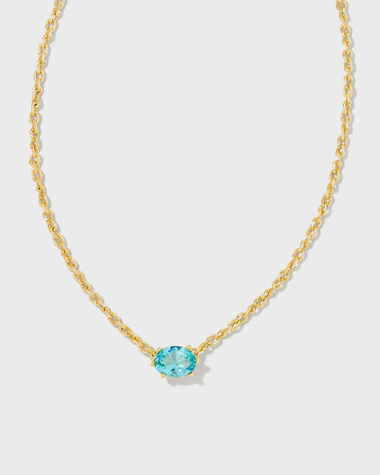 Cailin Crystal Pendant Necklace Gold Aqua Crystal