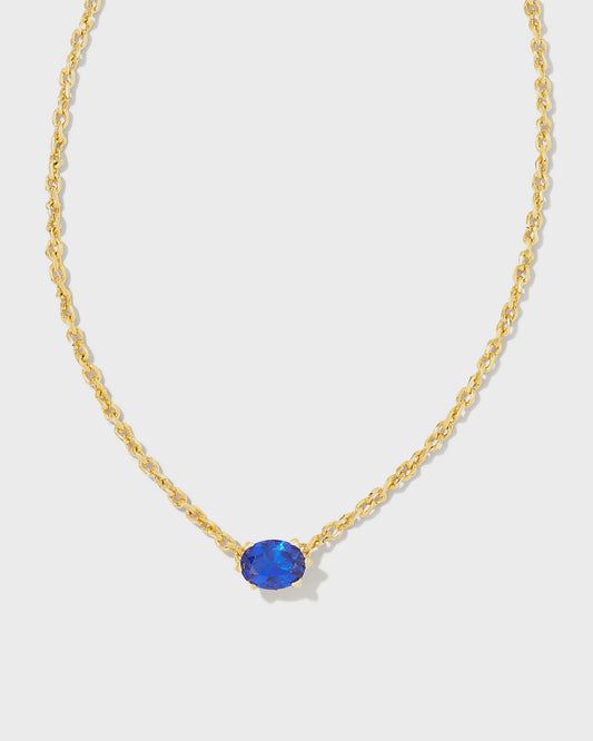 Cailin Crystal Pendant Necklace Gold Blue Crystal