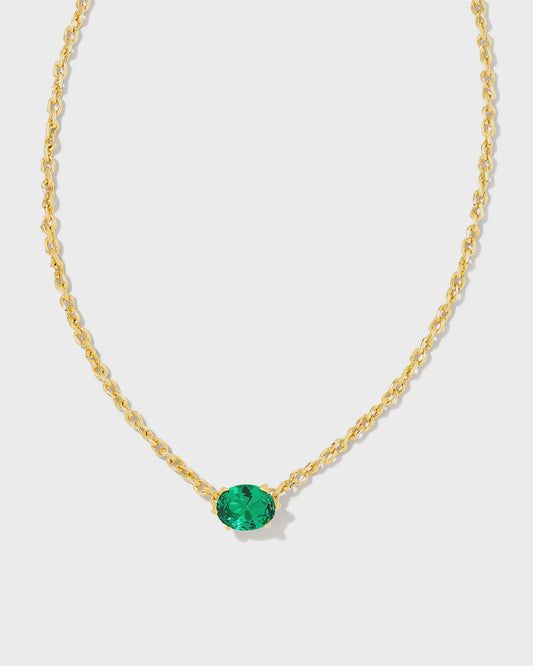 Cailin Crystal Pendant Necklace Gold Green Crystal