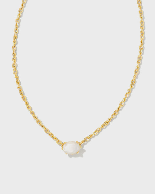 Cailin Crystal Pendant Necklace Gold Ivory Mother of Pearl