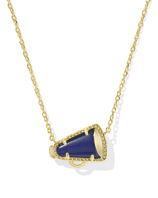 Cheer Short Pendant Necklace Gold Navy MOP