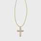 Cross Crystal Pendant Necklace Gold White Crystal