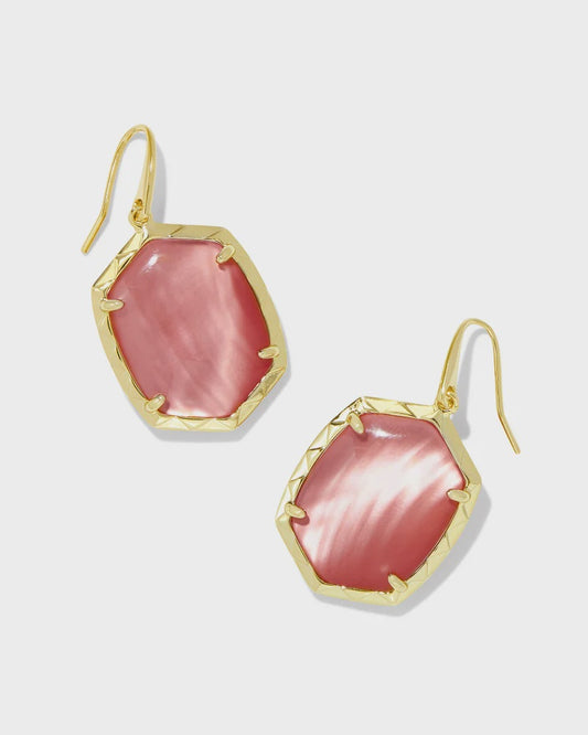 Daphne Drop Earrings Gold Coral Mother of Pearl