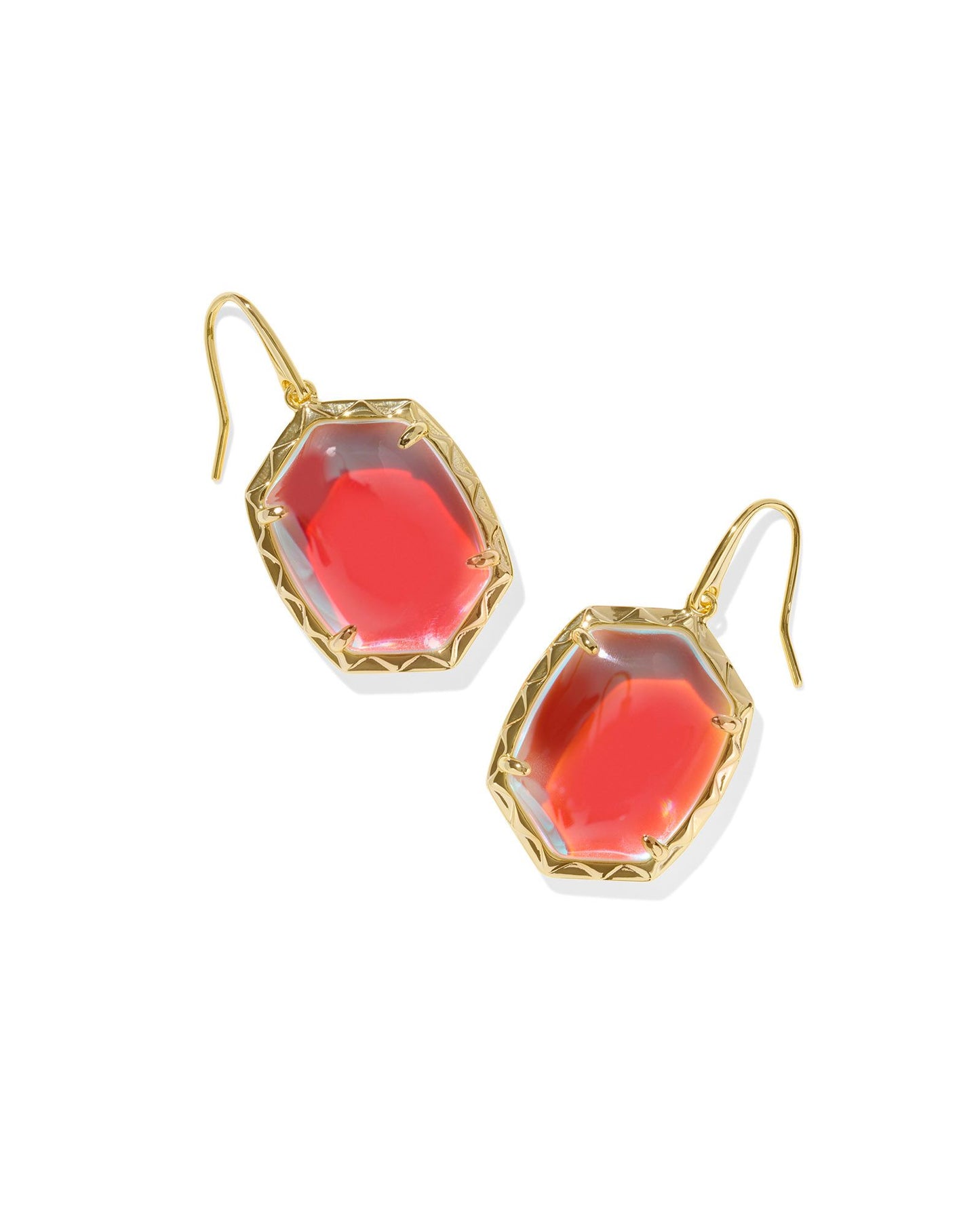 Daphne Drop Earrings Gold Dichroic Glass