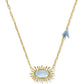 Elisa Bird Short Pendant Necklace Gold Sky Blue MOP