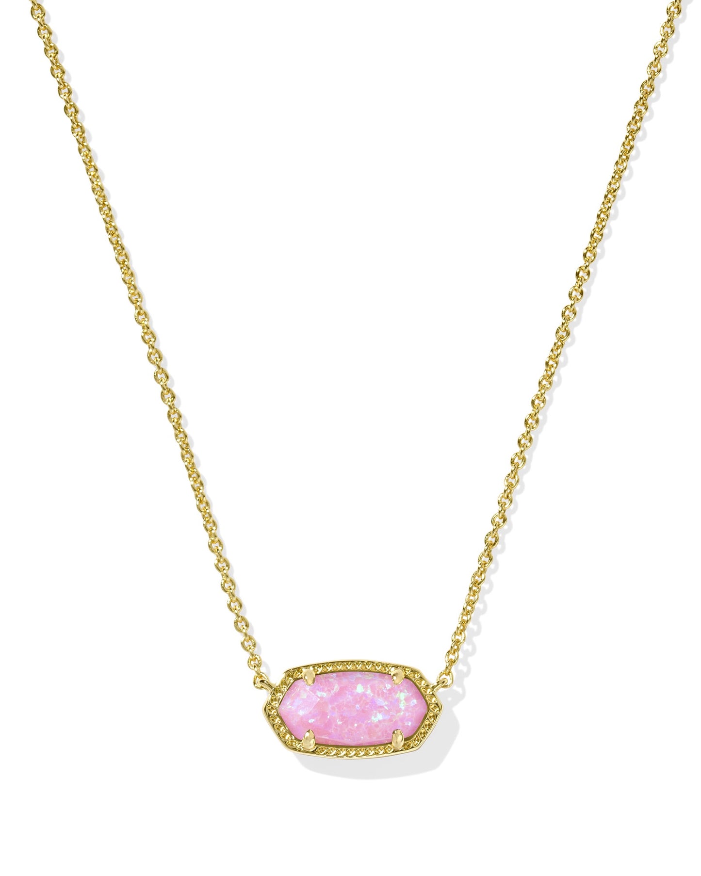 Elisa Short Pendant Necklace Gold Carnation Kyocera Opal