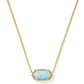 Elisa Short Pendant Necklace Gold Light Teal Kyocera Opal