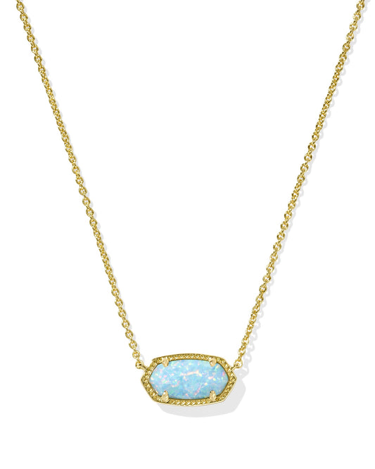 Elisa Short Pendant Necklace Gold Light Teal Kyocera Opal