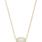 Elisa Short Pendant Necklace Gold White Opal